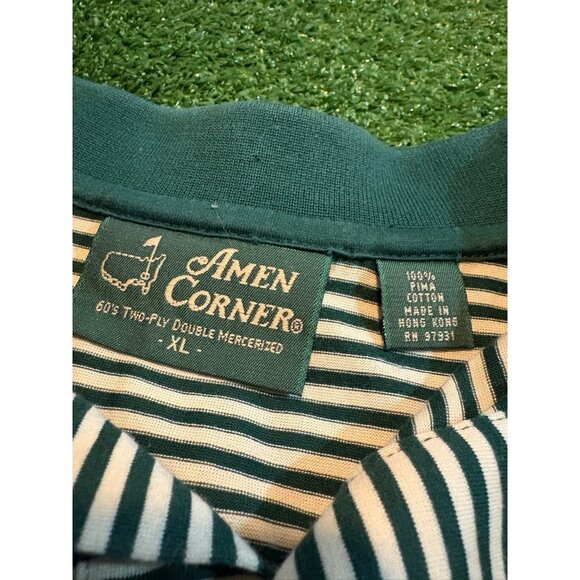 The Masters polo mens XL green white vintage pima cotton Amens corner retro Q - Picture 3 of 11
